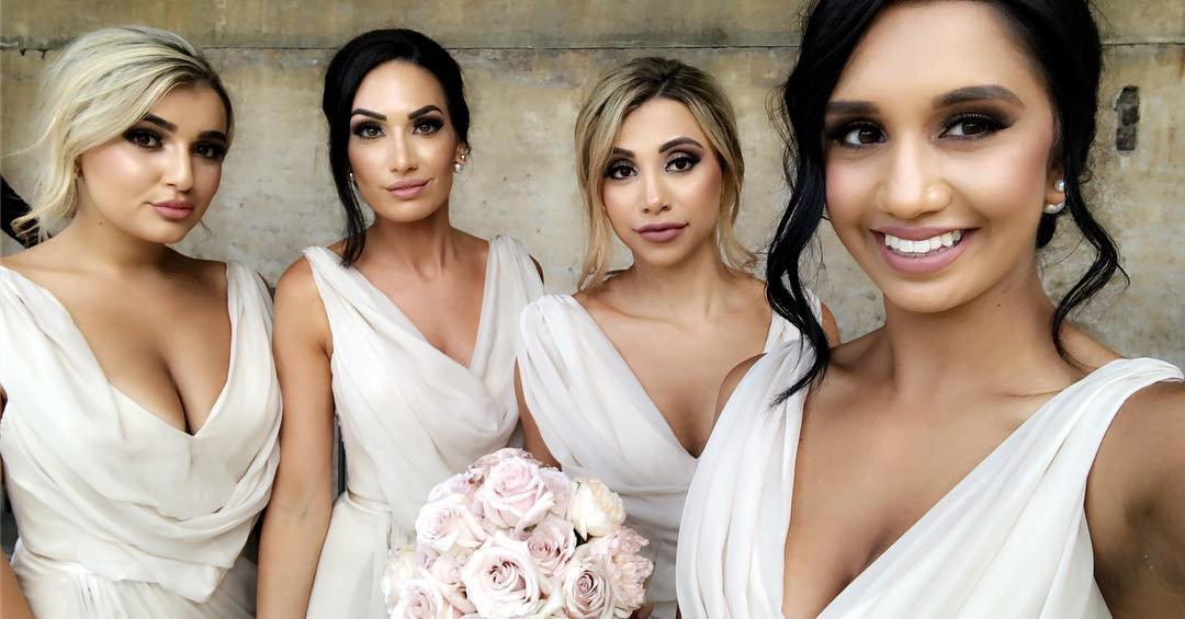 Full Length Luxe Chiffon Long Champagne bridesmaid dresses Edinburgh with Sexy High Slit and Front Ruffles